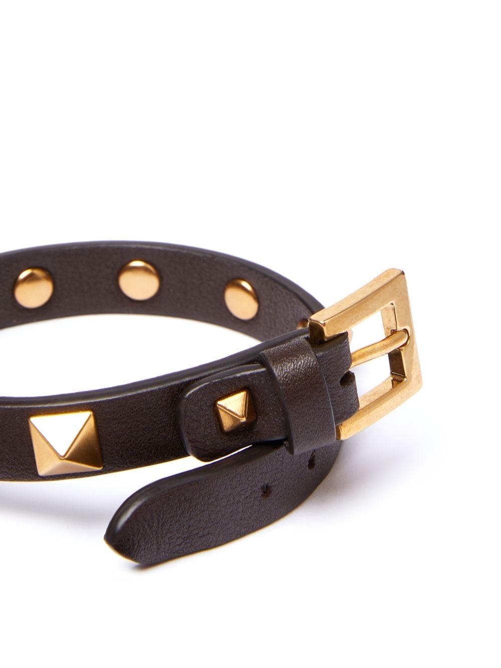 Shop Valentino Rockstud Buckle Bracelet In Brown