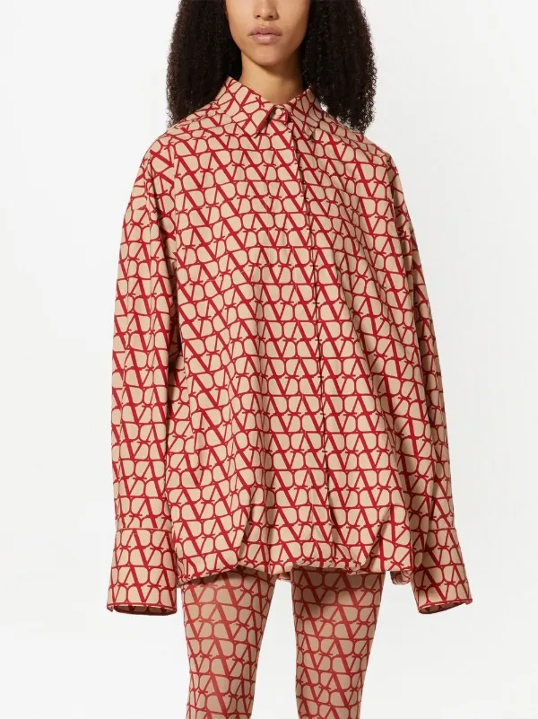 VALENTINO 最高級ライン Vパターンとろみシャツ ベルベットボトルネック Valentino Garavani V-Detail Belted Virgin Wool & Silk Drill Coat