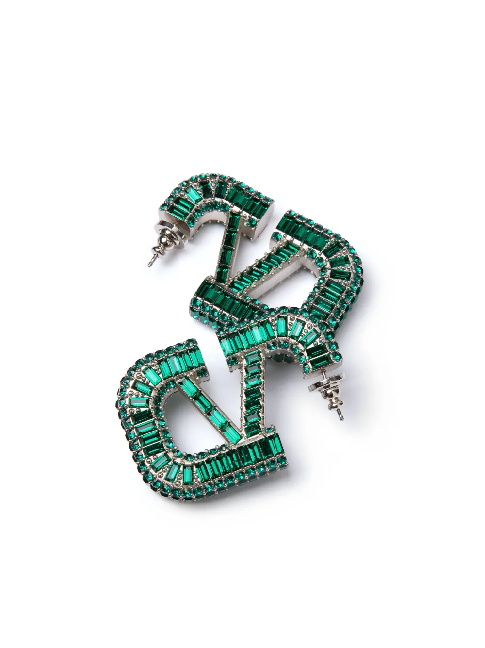 Valentino Garavani Vlogo Signature Crystal-embellished Earrings In Green