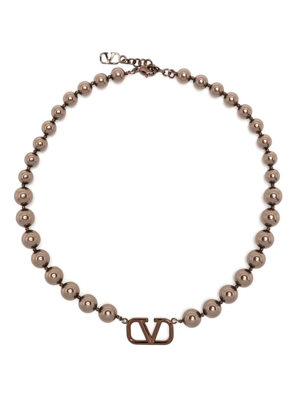 Valentino Garavani Vlogo Imitation Pearl Necklace In Brown