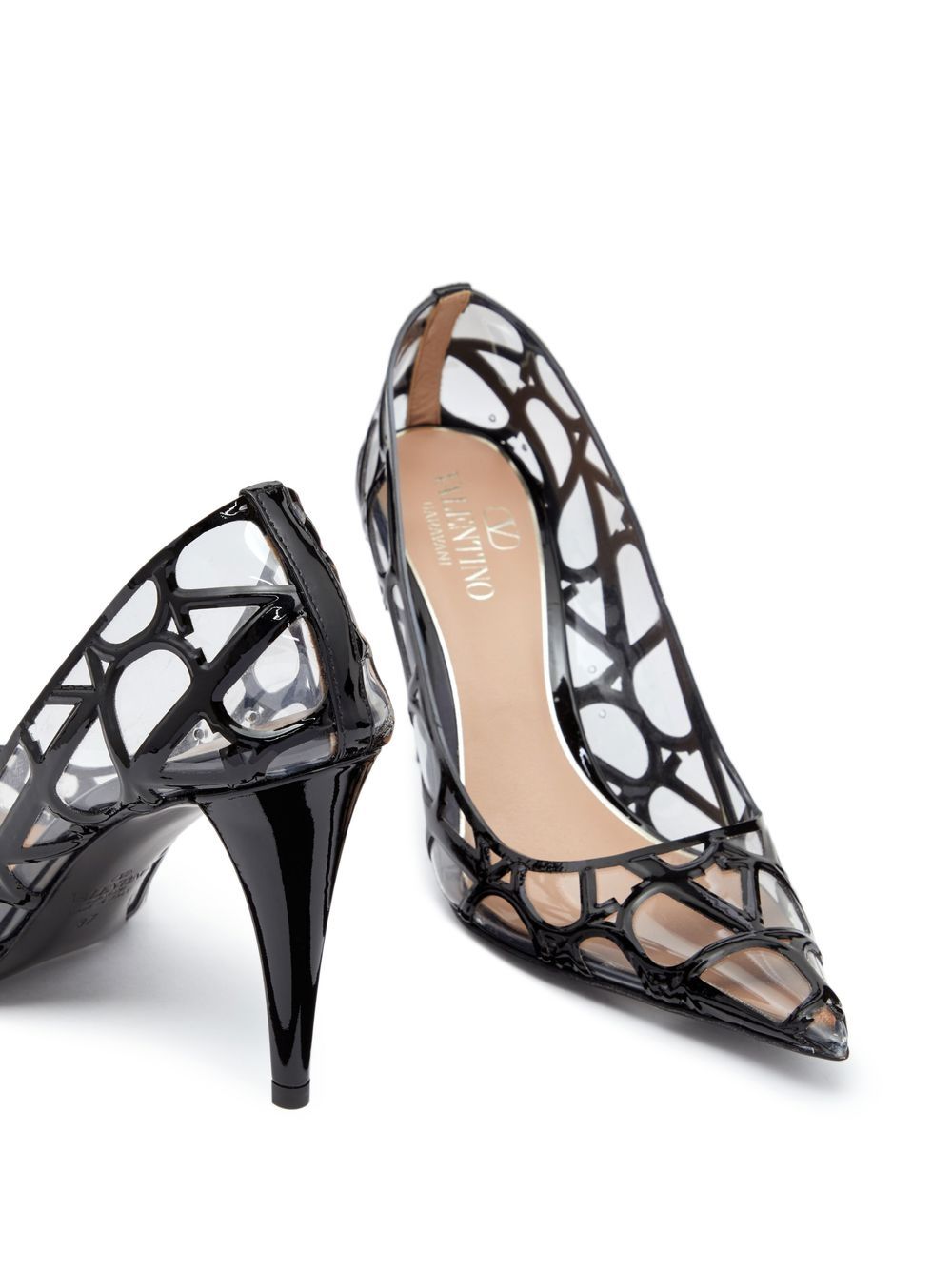 Shop Valentino Vlogo Signature Transparent Pumps In Black