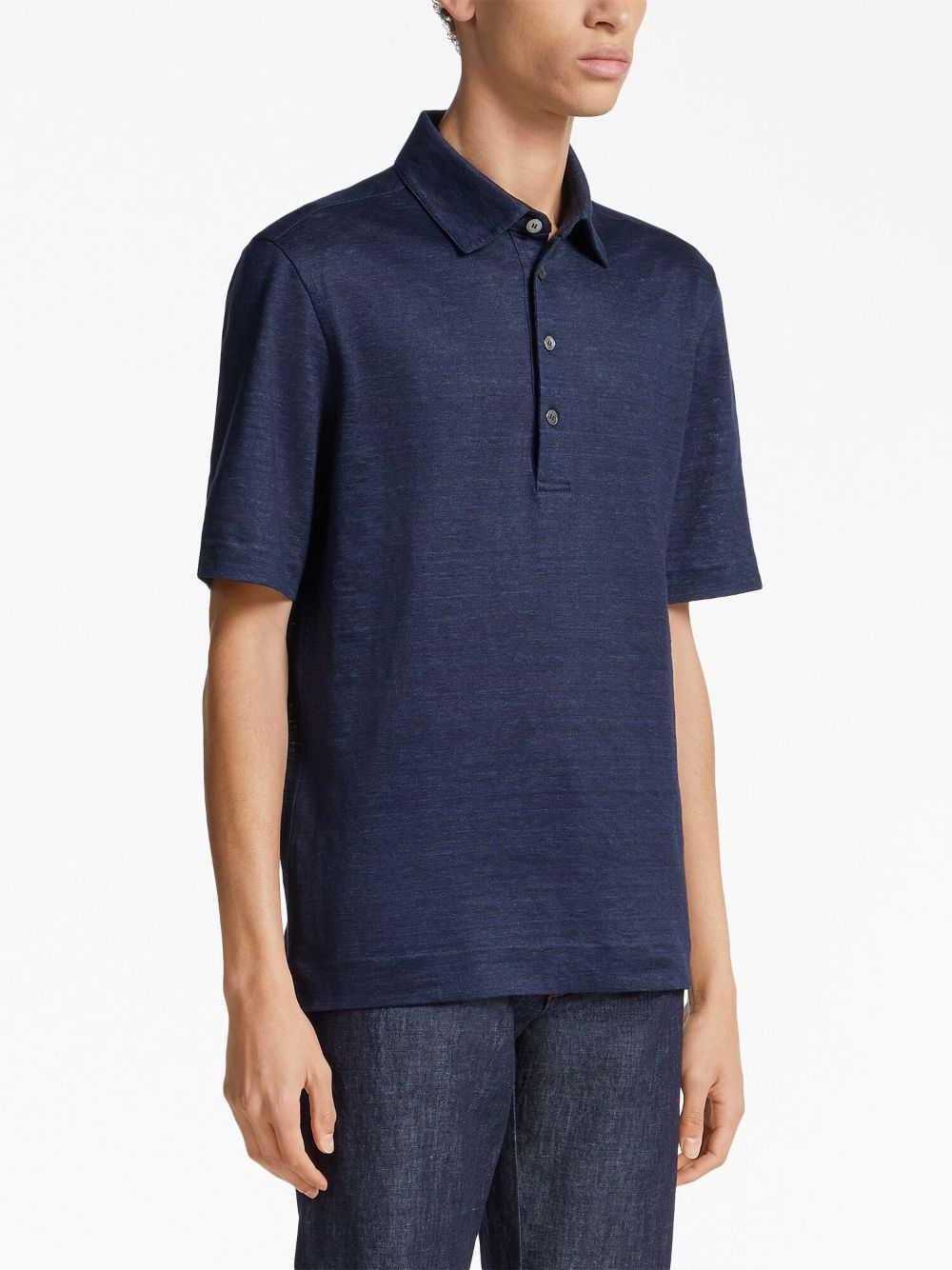 Shop Zegna Pure Linen Short-sleeve Polo Shirt In Blue