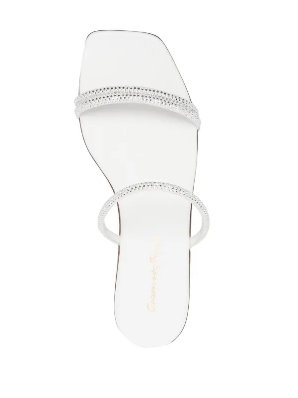 【関税・送料込】GIANVITO ROSSI Cannes サンダル 130mm Gianvito Rossi Cannes Leather slip-on Sandals | White