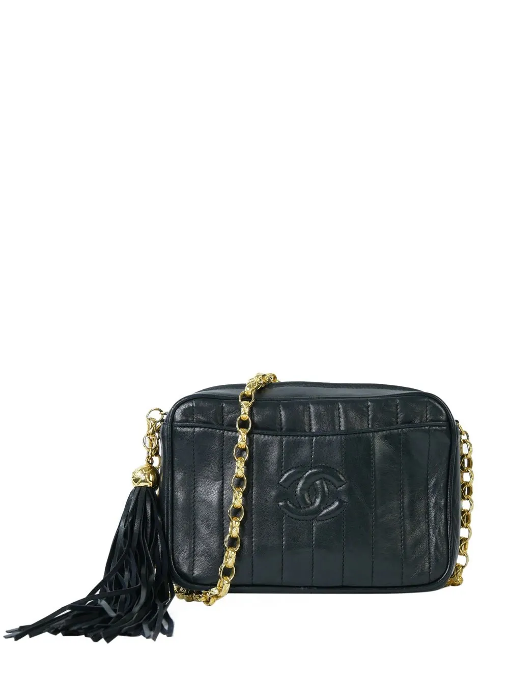 

CHANEL Pre-Owned bolsa crossbody con detalle de borlas y logo CC 1991-1993 - Negro