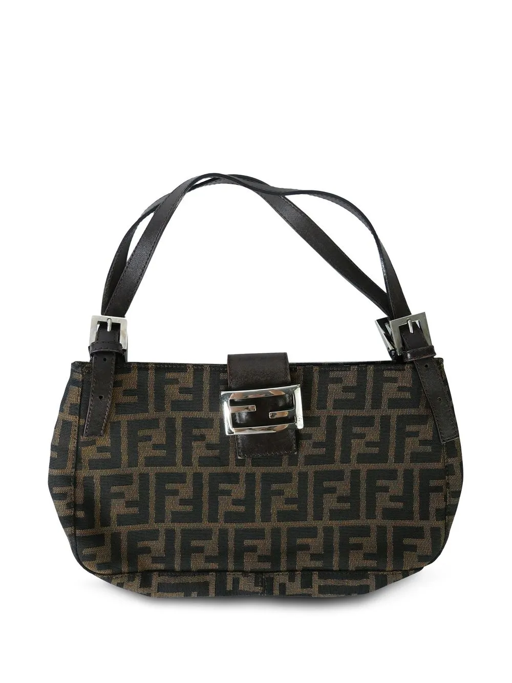 

Fendi Pre-Owned Zucca FF plaque handbag - Brown