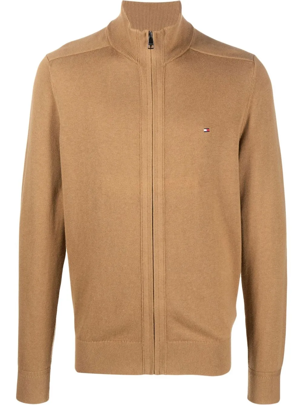 

Tommy Hilfiger embroidered-logo zipped cardigan - Brown