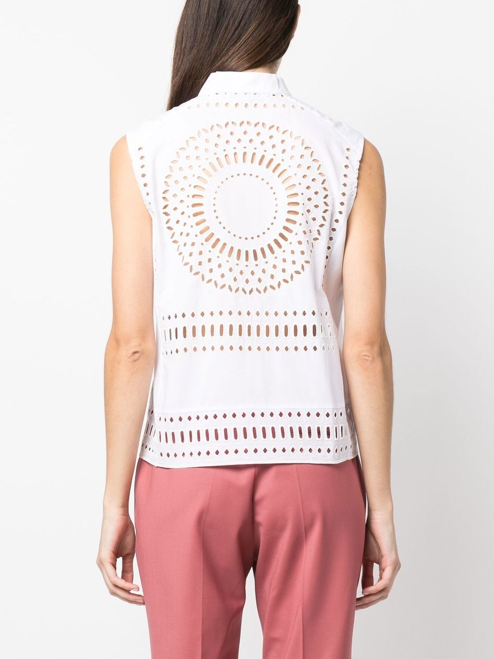 Shop Alberta Ferretti Cut-out Sleeveless Shirt In White