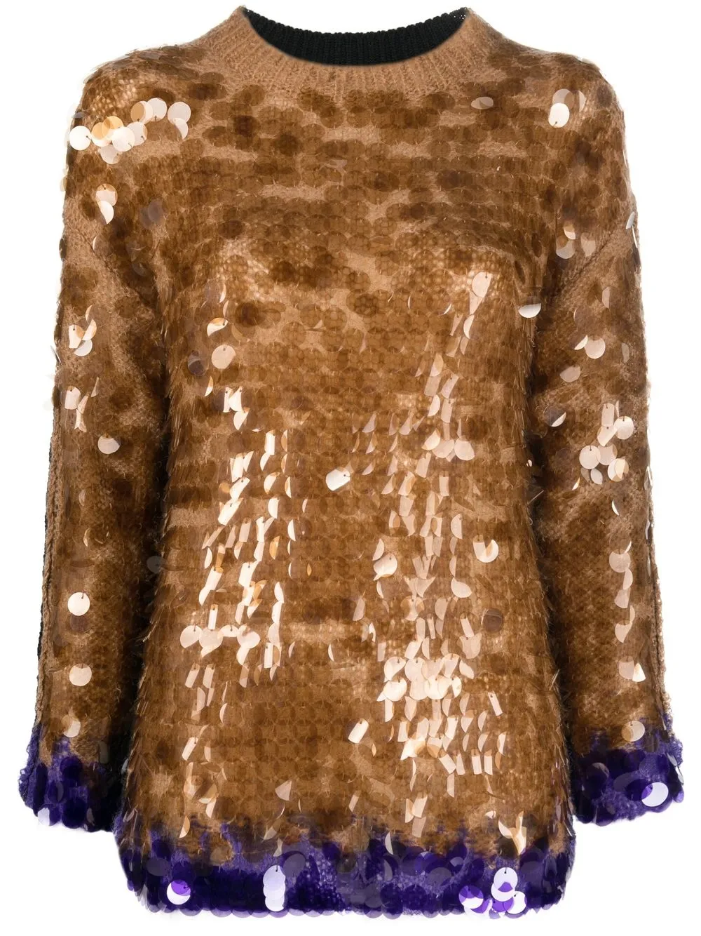 

Aviù sequin-embellished knitted top - Brown