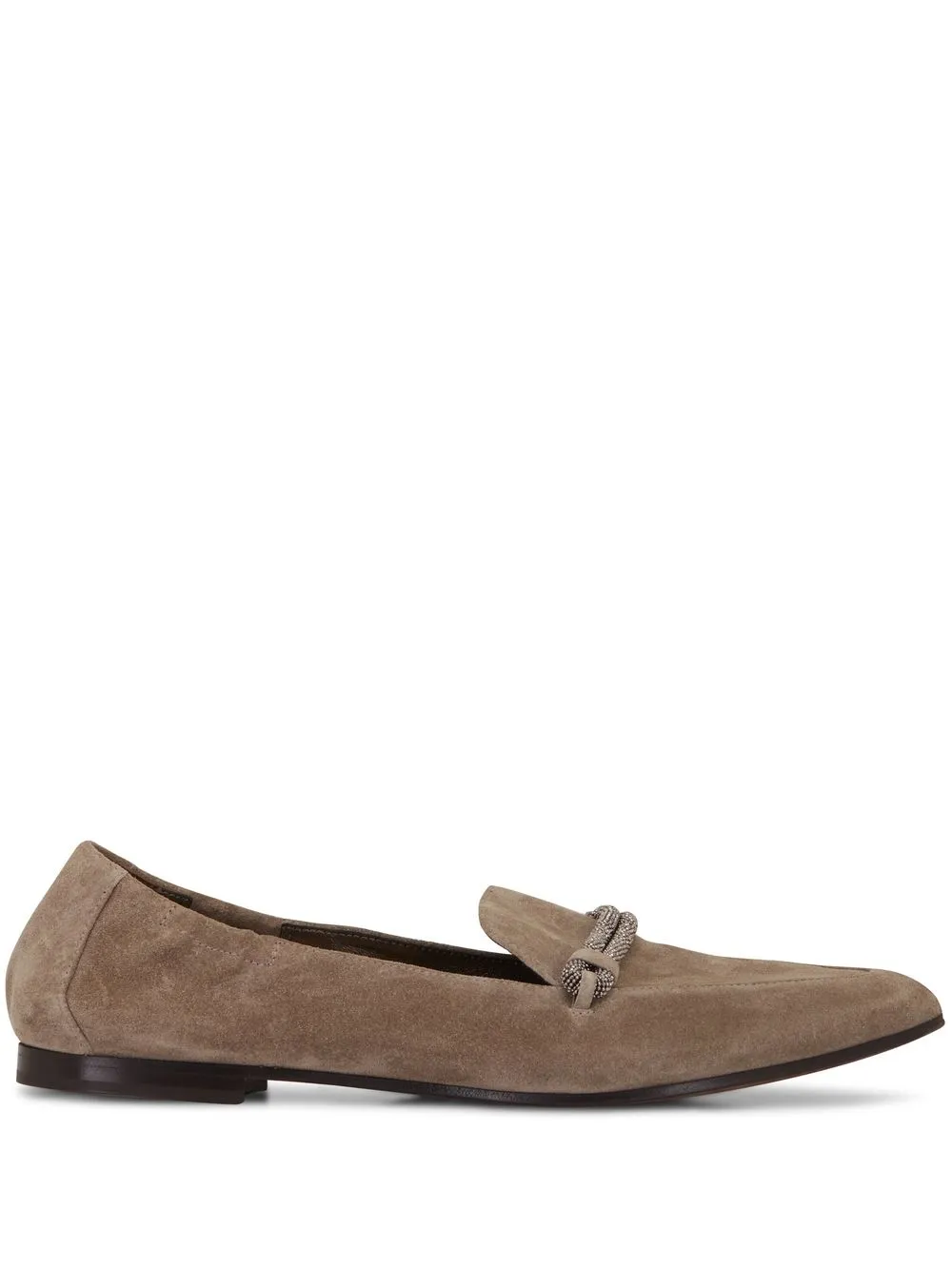 

Brunello Cucinelli pointed-toe suede loafers - Brown