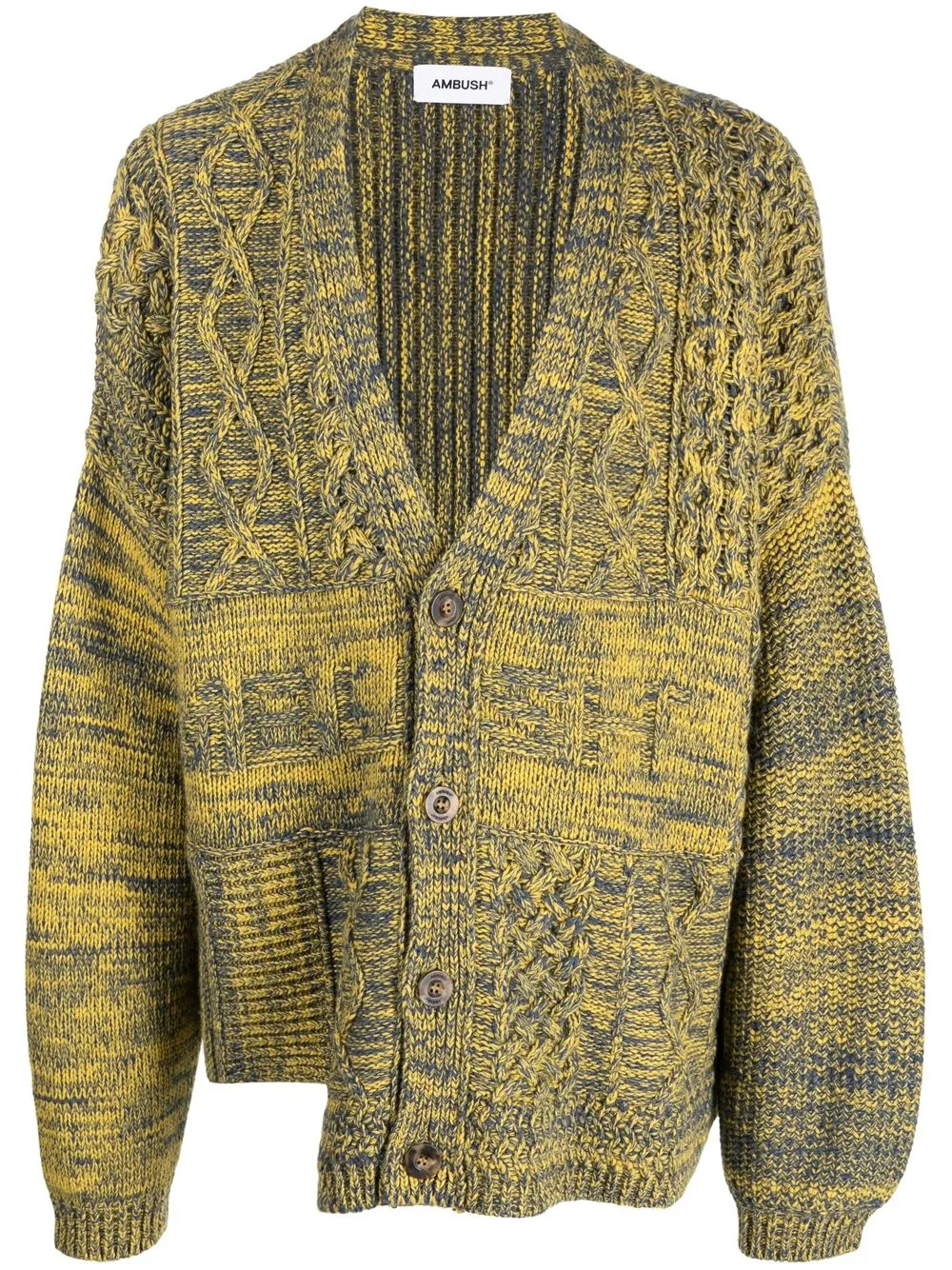 

AMBUSH speckle-knit V-neck cardigan - Yellow