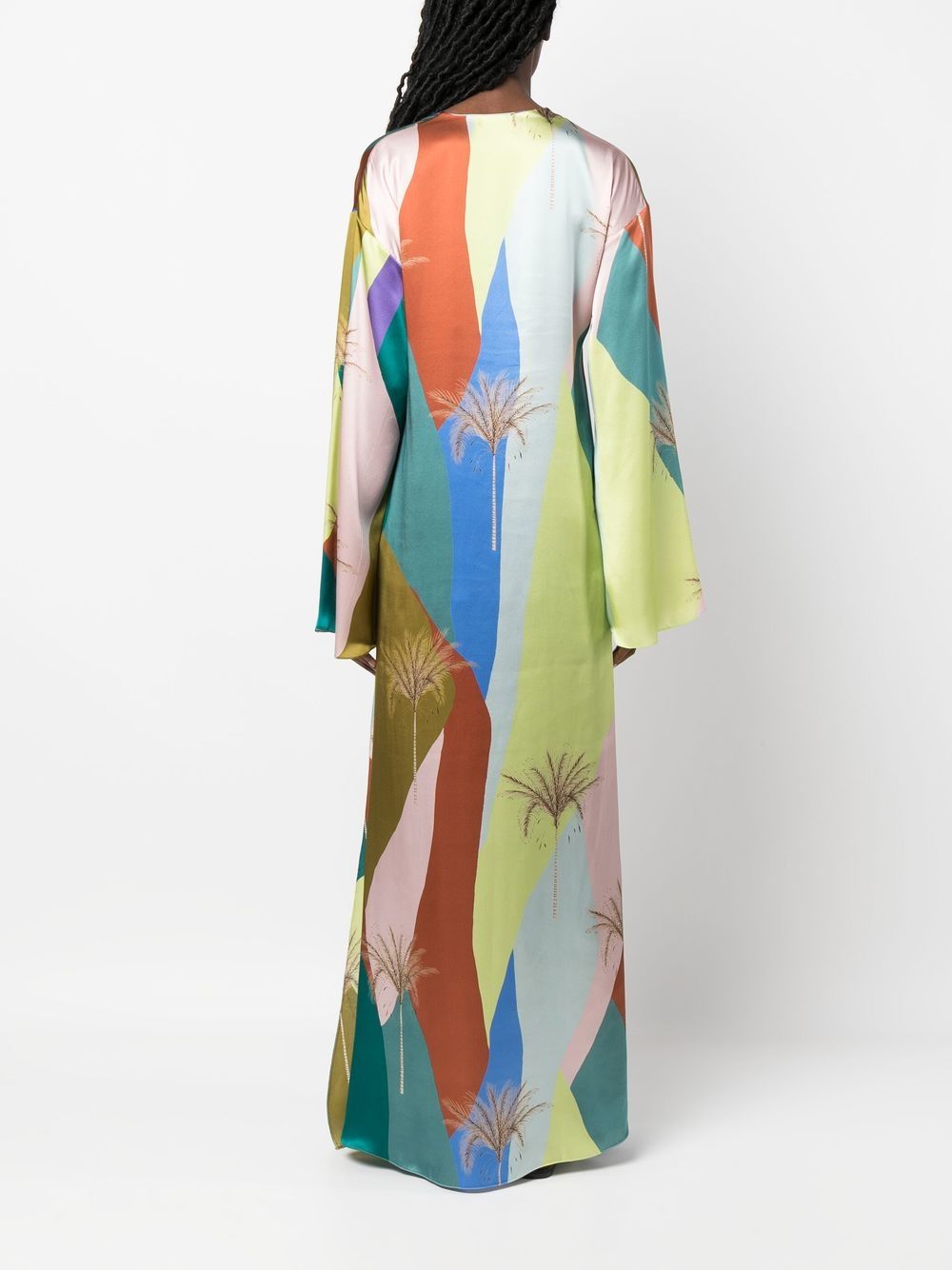 Shop Raquel Diniz Graphic-print Silk Maxi Dress In Blue