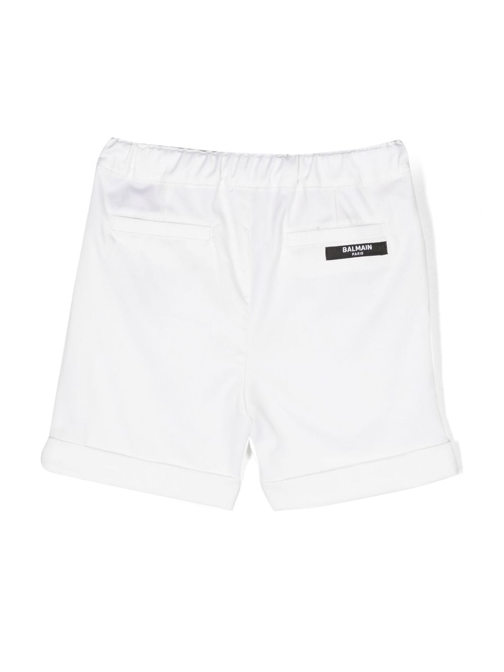 Shop Balmain Logo-patch Virgin-wool Shorts In White