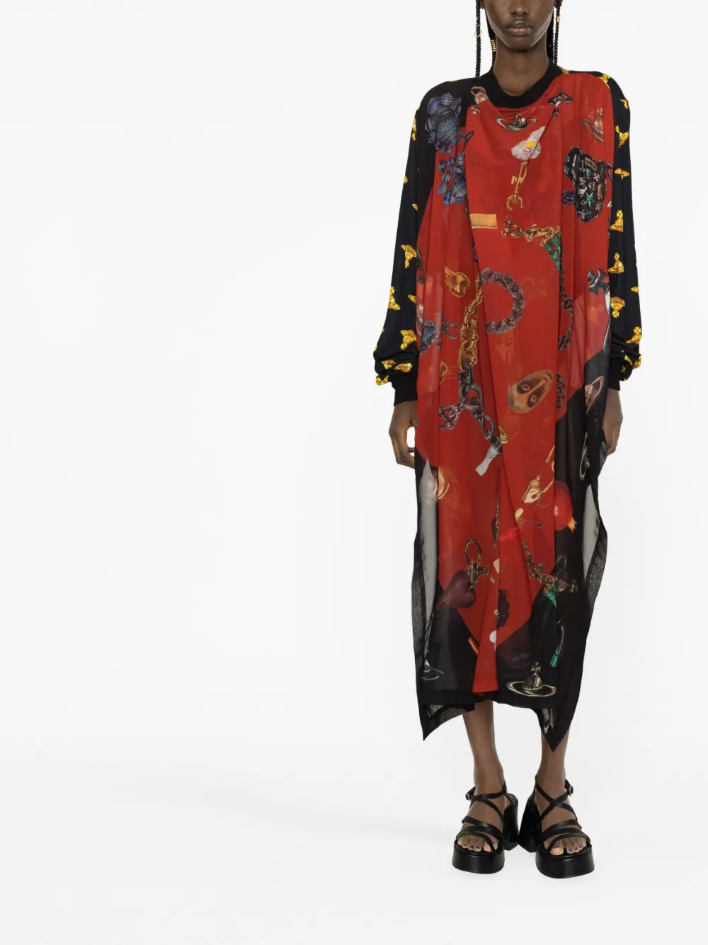 Vivienne Westwood Thunder contrast-panel sweatshirt dress - Rood