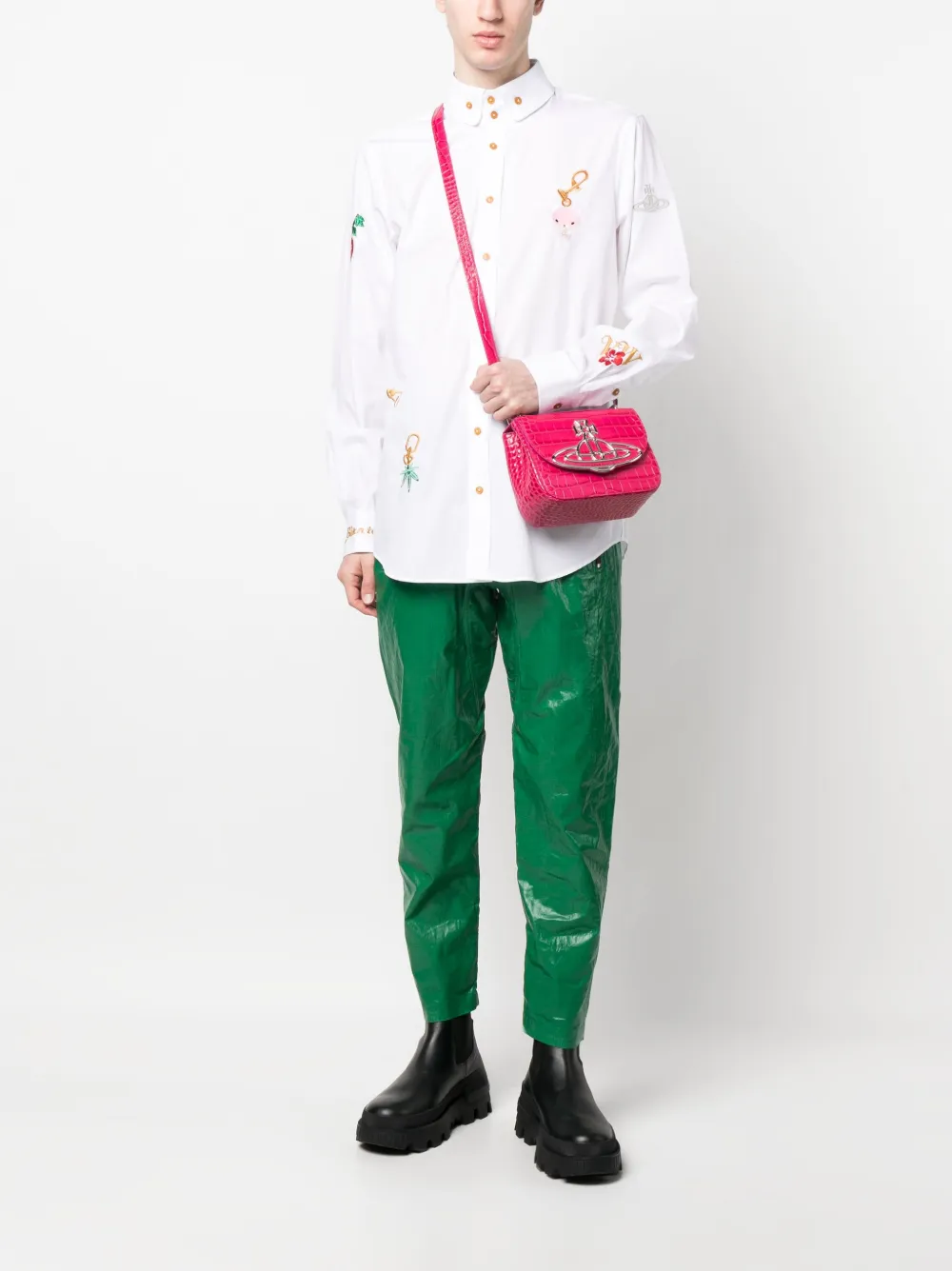 Vivienne Westwood Linda crossbodytas met krokodillenleer-effect - Roze
