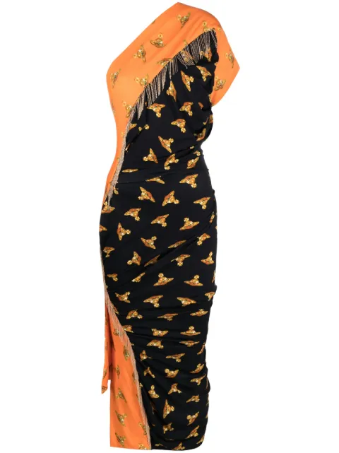 Andalouse graphic-print one-shoulder dress