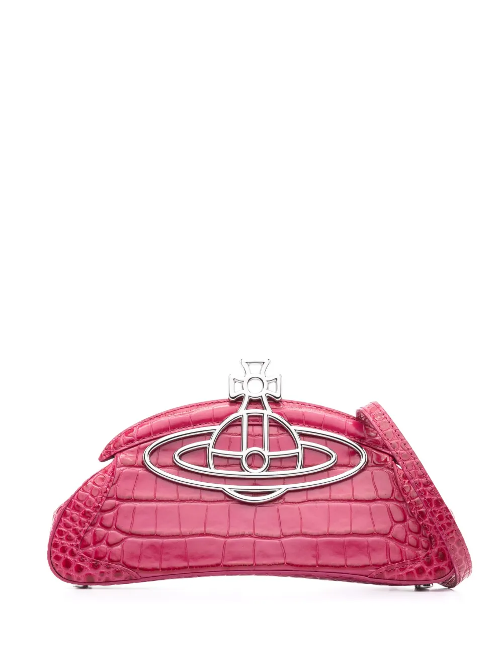 Vivienne Westwood Amber Crocodile embossed Clutch Bag In Pink ModeSens