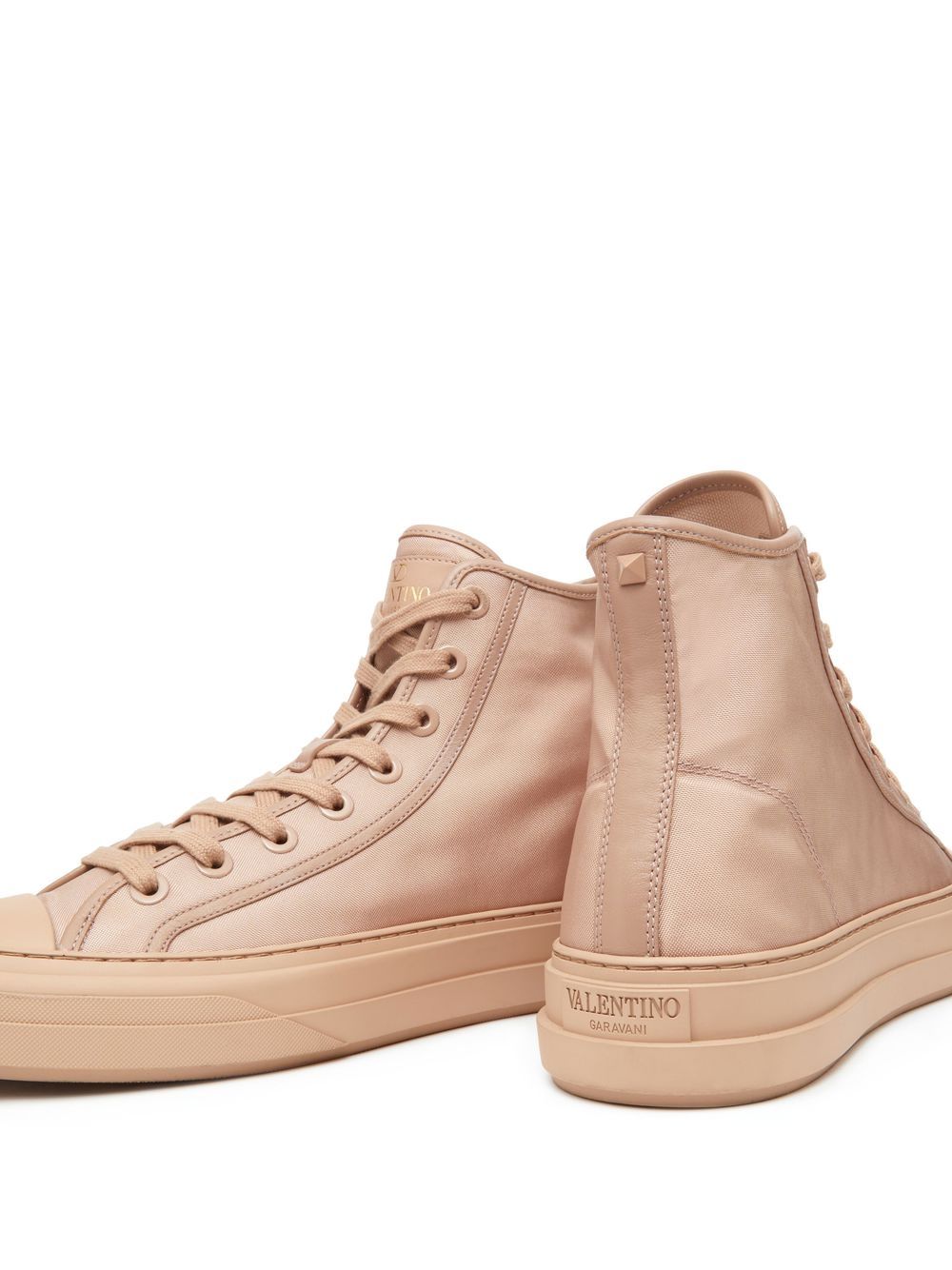 Shop Valentino High-top Lace-up Sneakers In Neutrals