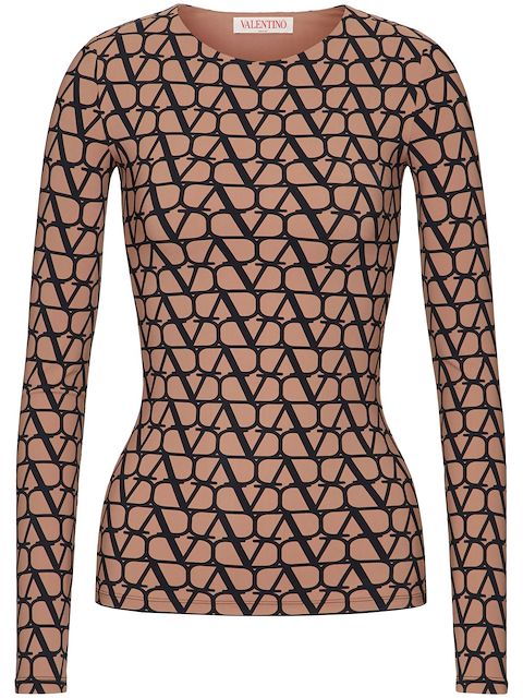 Valentino top manga larga con logo estampado