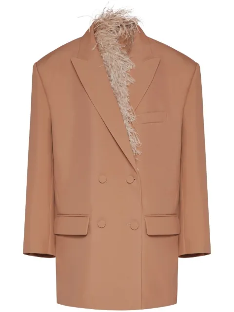 Valentino feather-trim double-breasted blazer