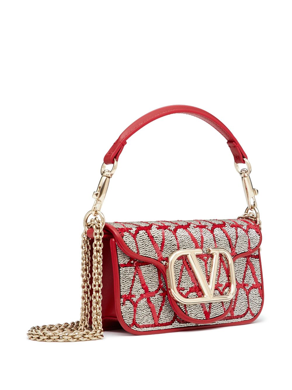 Shop Valentino Vlogo Embellished Tote Bag In Red