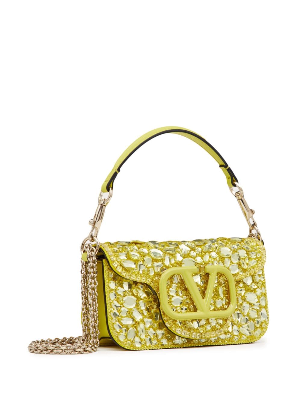 Shop Valentino Crystal-embellished Shoulder-bag In Yellow