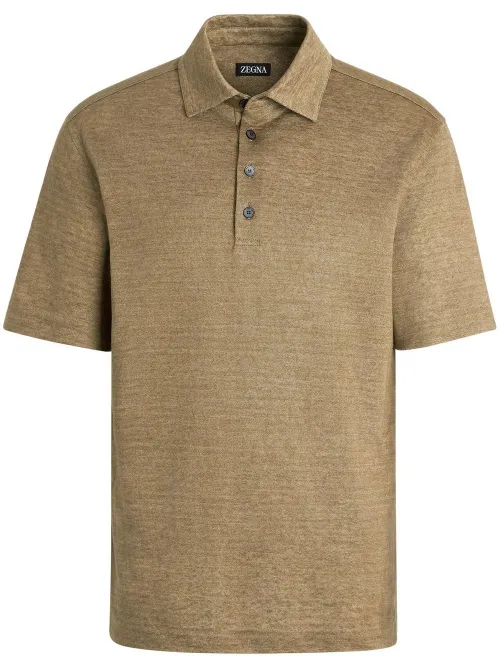 Polo en lin à manches courtes - Zegna - Modalova