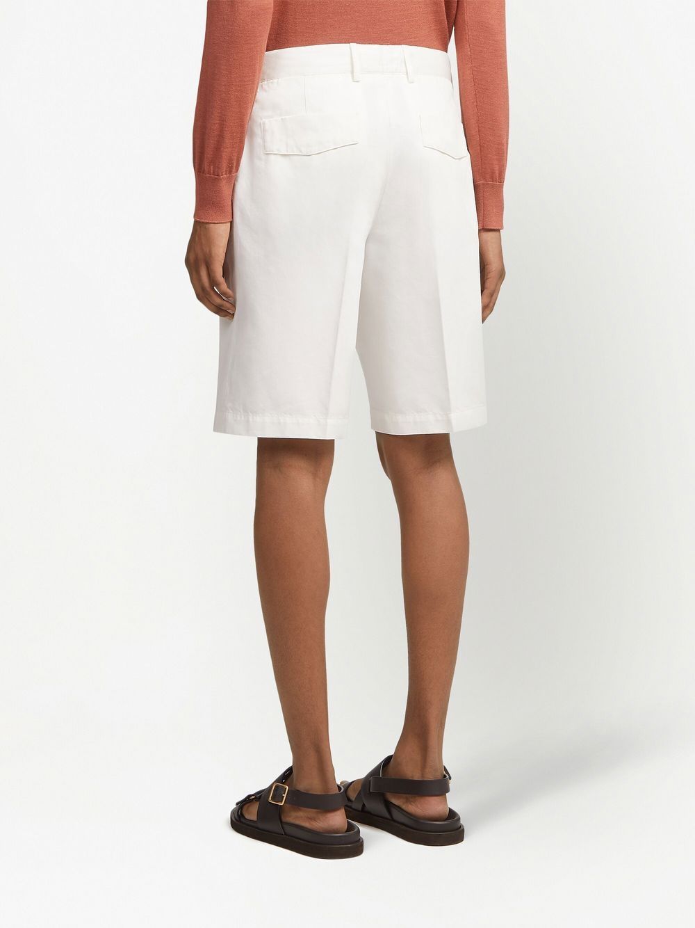 Shop Zegna Summer Cotton-linen Chino Shorts In White