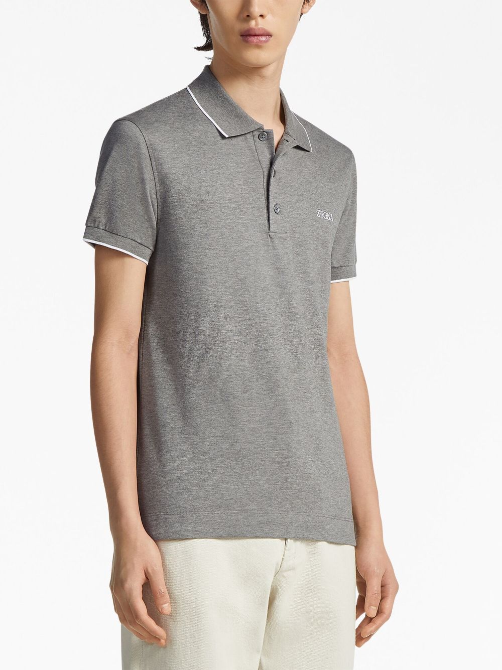 Zegna Poloshirt met geborduurd logo - Grijs