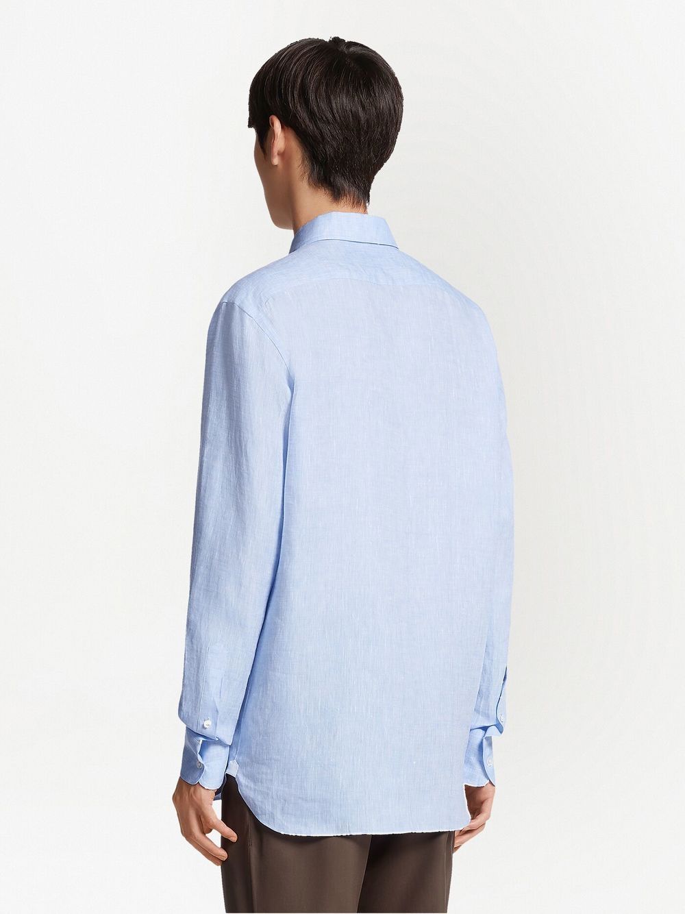 Shop Zegna Pure Linen Long-sleeve Shirt In Blue