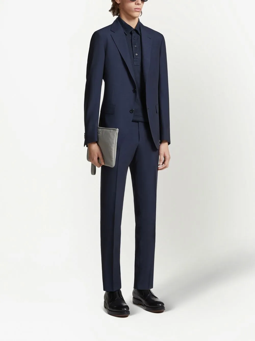 Zegna Linnen poloshirt - Blauw