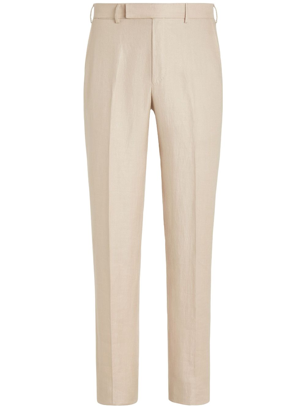 Shop Zegna Pure Linen Tailored Trousers In Neutrals