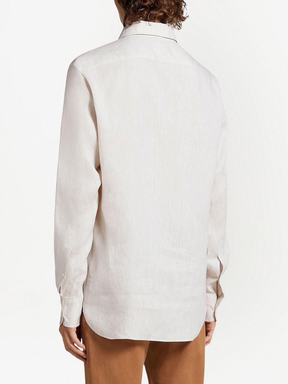 Shop Zegna Pure Linen Long-sleeve Shirt In Neutrals