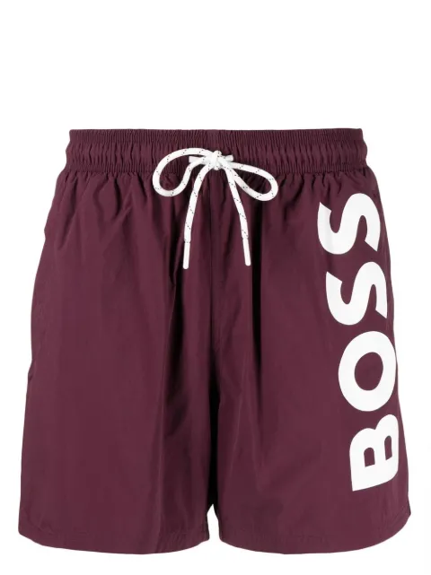 BOSS logo-print swim shorts