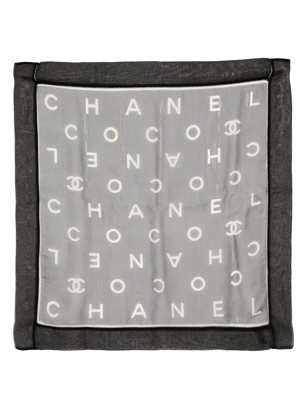 

Chanel Pre-Owned 1990-2000s logo-print silk scarf - Black