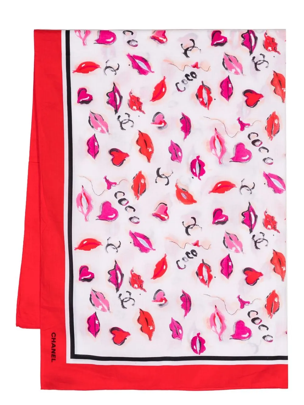 

CHANEL Pre-Owned 1990-2000s Coco graphic-print scarf - Red