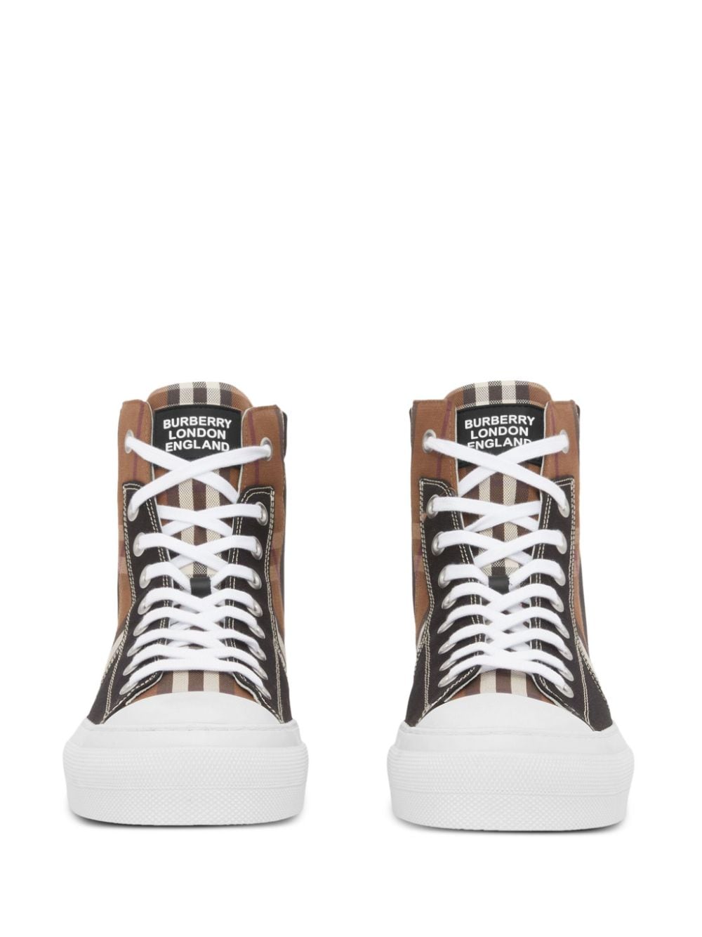 Shop Burberry Vintage Check Lace-up Sneakers In Braun