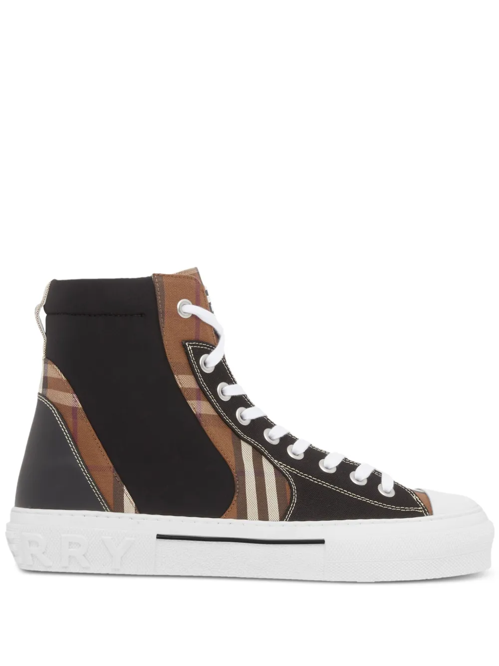 Shop Burberry Vintage Check Lace-up Sneakers In Braun