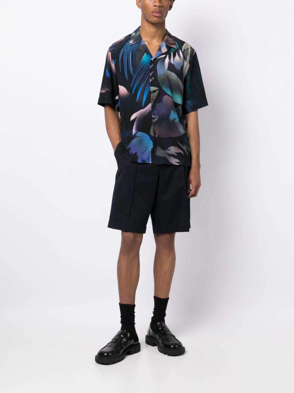 Paul Smith Overhemd met bladerprint - Blauw