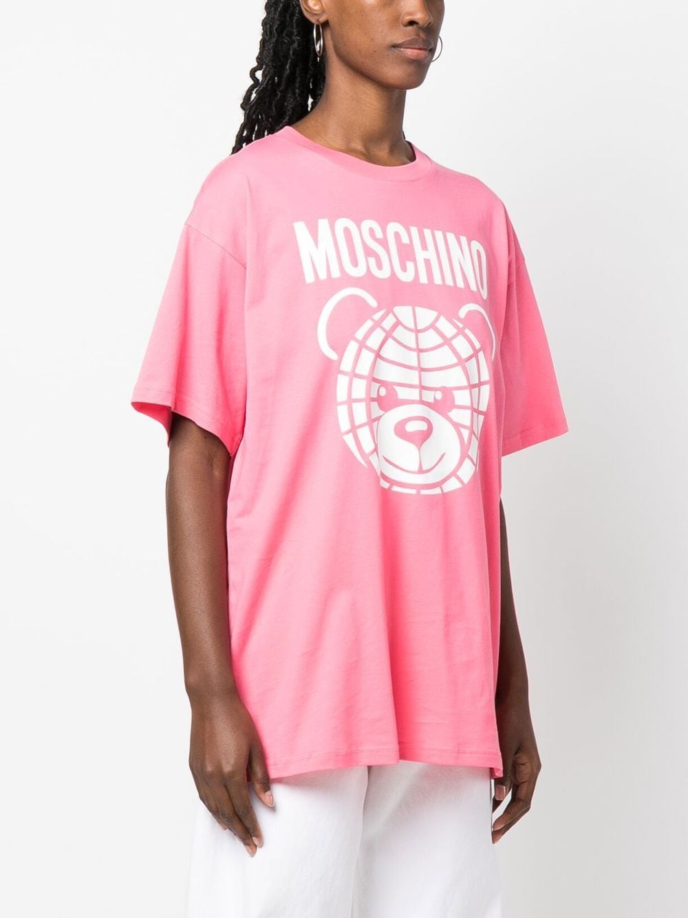 Shop Moschino Teddy Bear Logo-print T-shirt In Pink