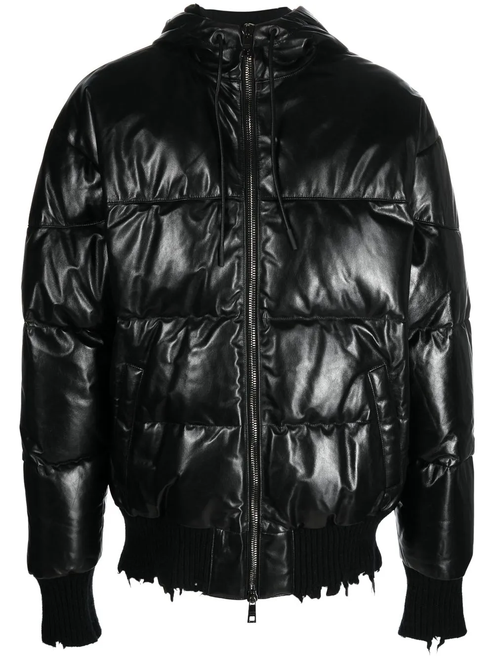 

Giorgio Brato distressed drawstring puffer jacket - Black