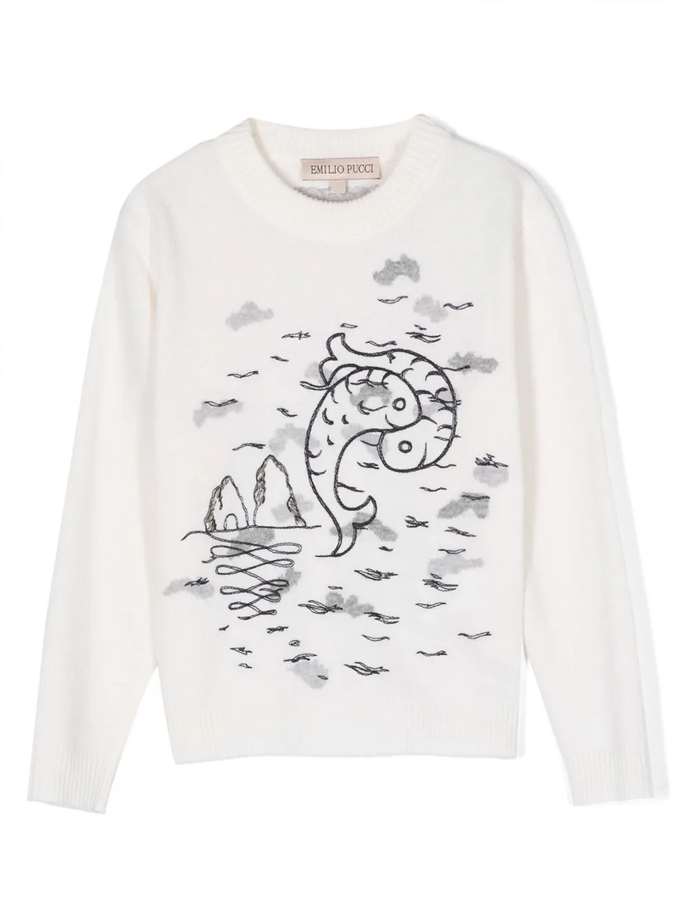

PUCCI Junior suéter bordado - Blanco