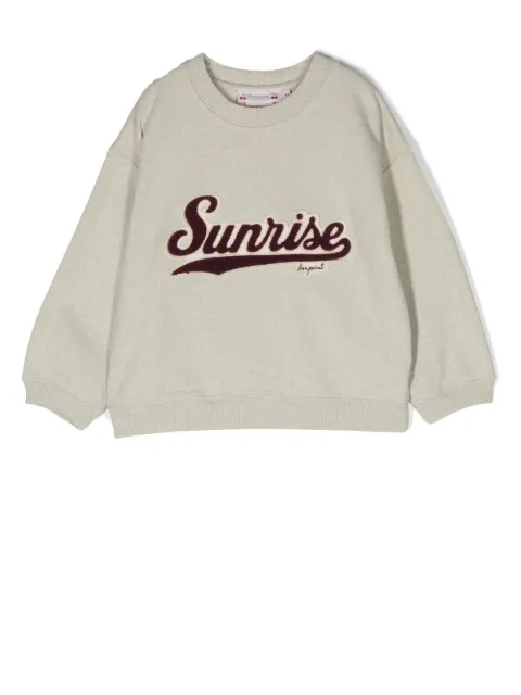 Bonpoint slogan-patch crew neck sweatshirt