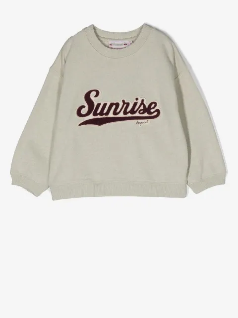 Bonpoint slogan-patch crew neck sweatshirt