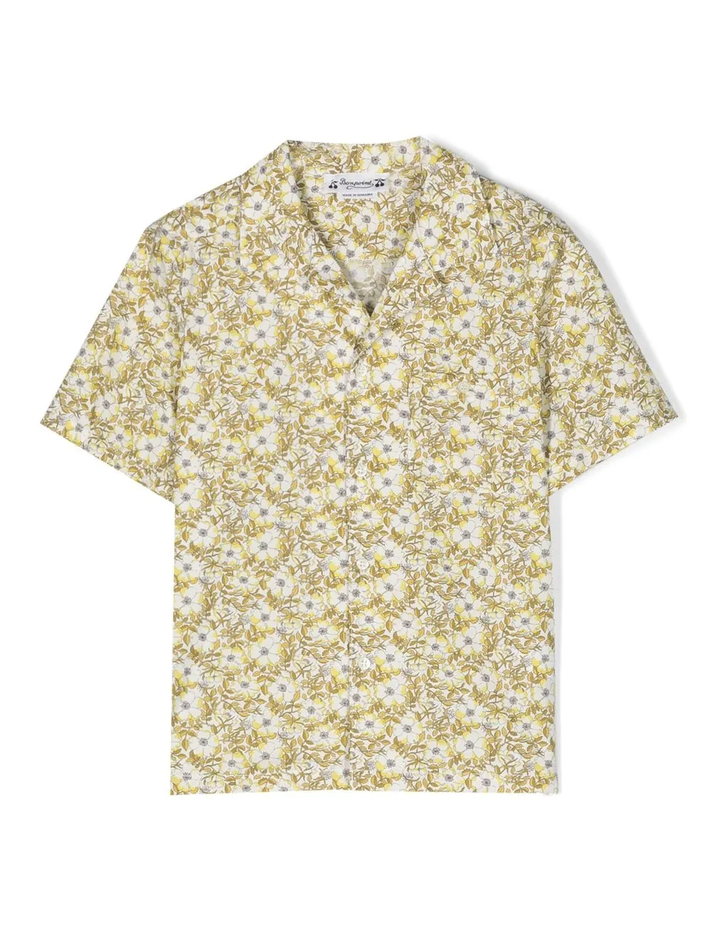 Bonpoint Kids' Floral-print Pocket Shirt In Green