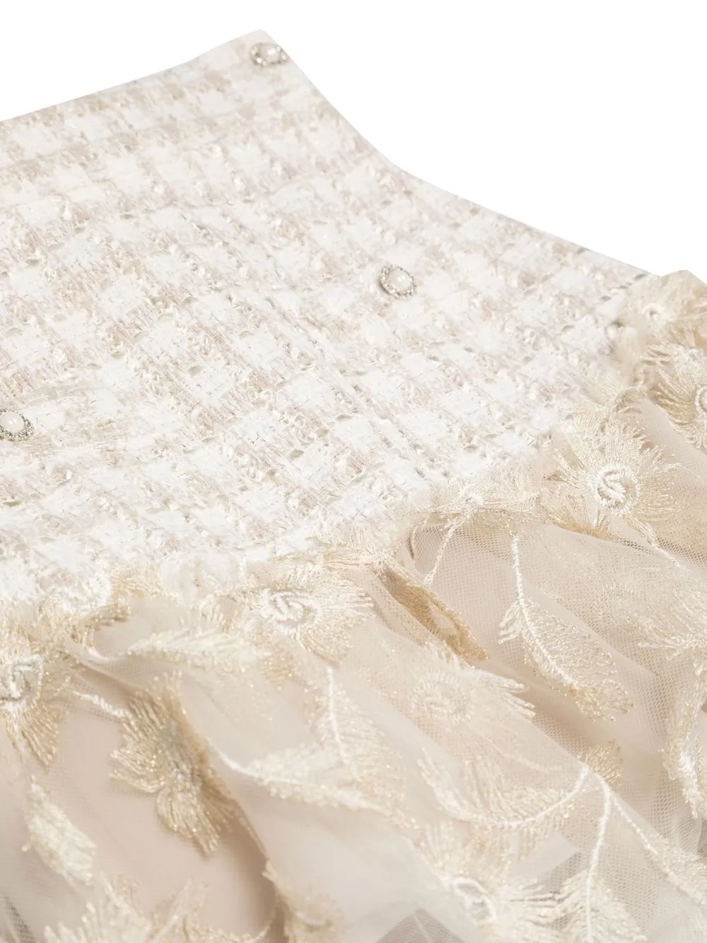 PATACHOU EMBROIDERED-HEM TWEED SKIRT