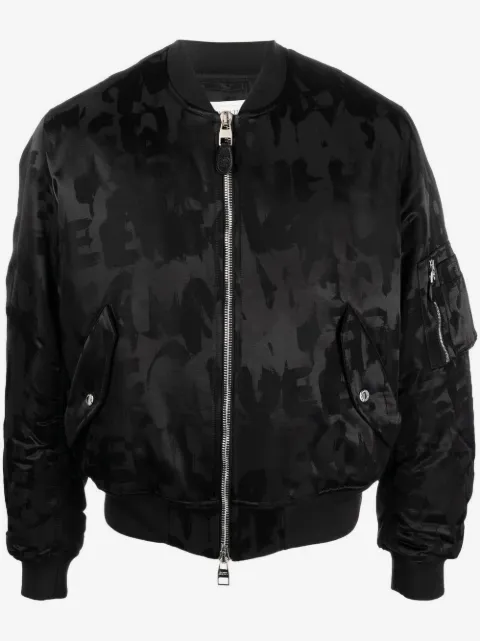 Alexander McQueen logo-print bomber jacket