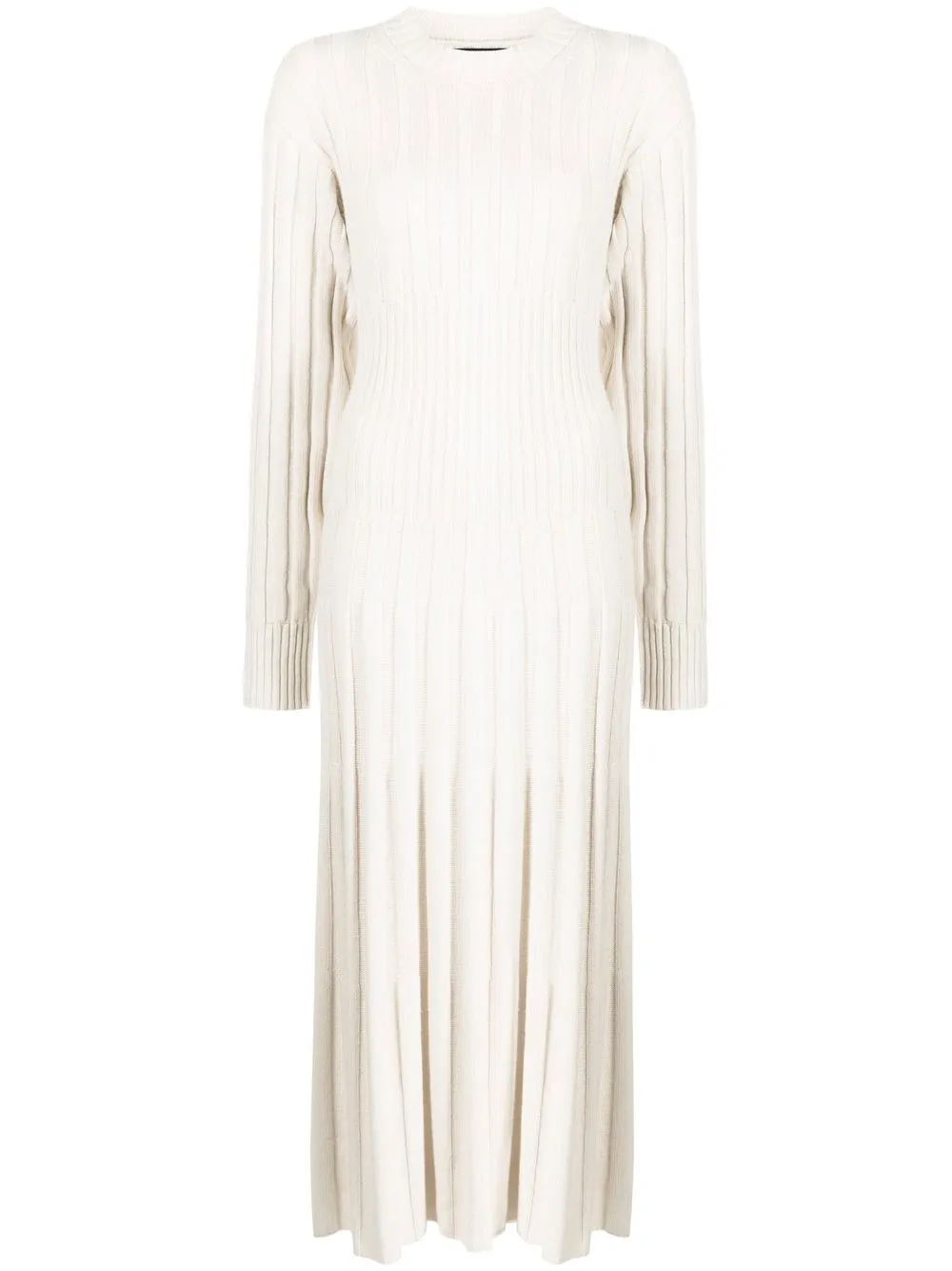 Elleme Long-sleeve Rib-knit Dress In Nude