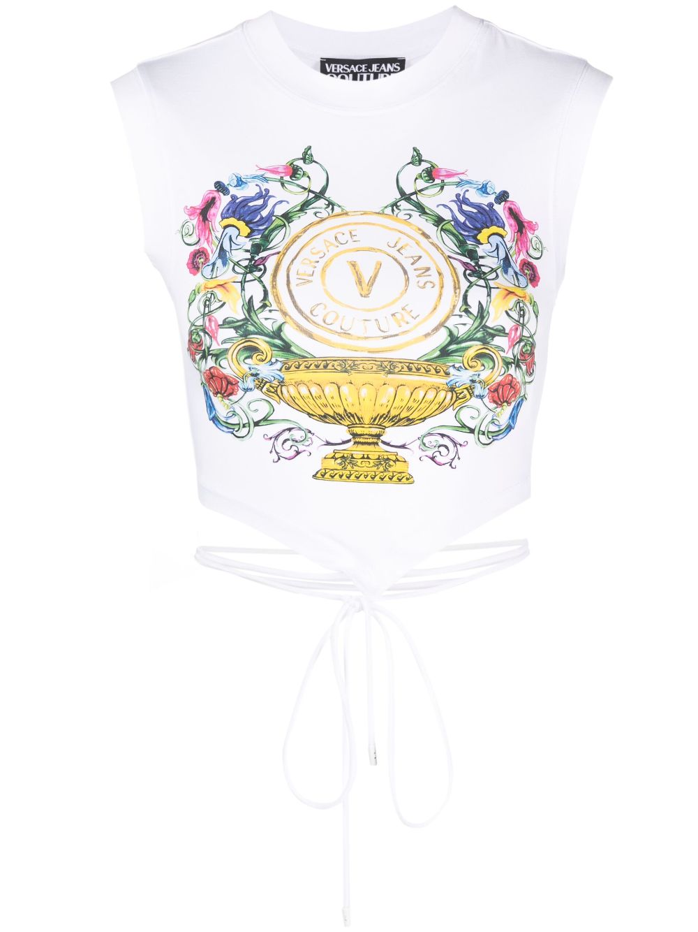 Shop Versace Jeans Couture Logo-print Sleeveless Top In Weiss