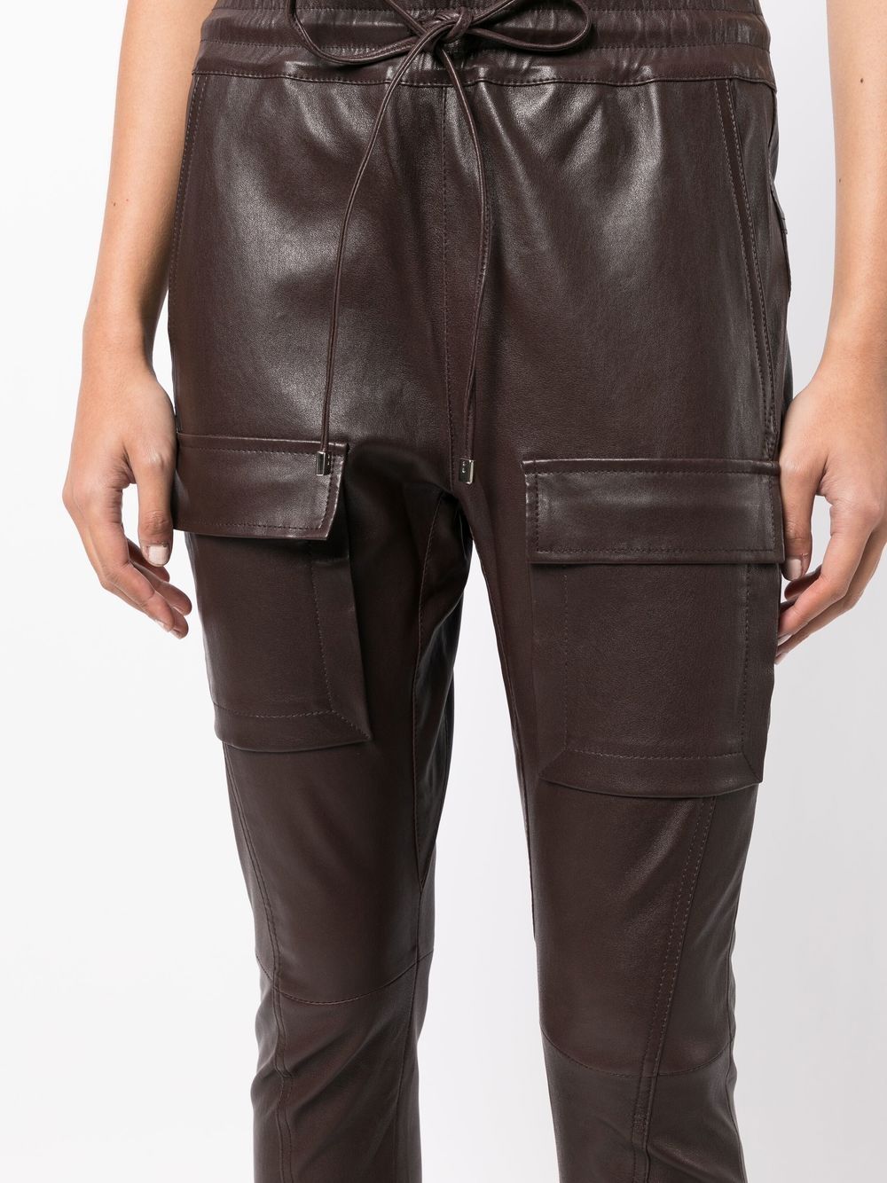 Shop Manning Cartell Open Season Cropped Lambskin Trousers In Brown
