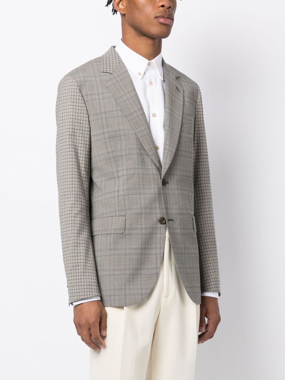 Shop Paul Smith Check-pattern Stretch-wool Blazer In Brown